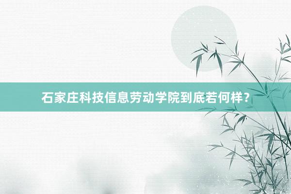 石家庄科技信息劳动学院到底若何样？